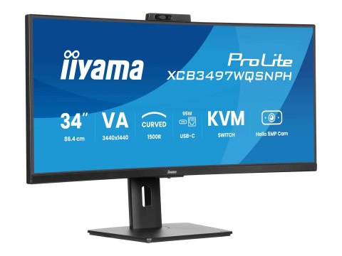 Iiyama ProLite XCB3497WQSNPH-B1 - Monitor LED - zaokrąglony - 34" (31.3" widoczny) - 3440 x 1440 UWQHD @ 120 Hz - VA - 300 cd/m²