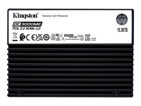 Kingston DC3000ME - SSD - Enterprise - zaszyfrowany - 15.36 TB - wewnętrzny - 2,5" - U.2 PCIe 5.0 x4 (NVMe) - 256 bitów AES - TC
