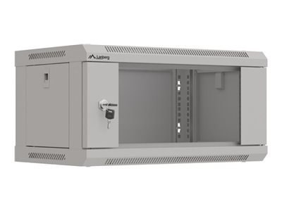 Lanberg WF03 Series - Stojak szafa - 540 x 350, płaskie opakowanie, z drzwiami szklanymi - do montażu na ścianie - szary, RAL 70