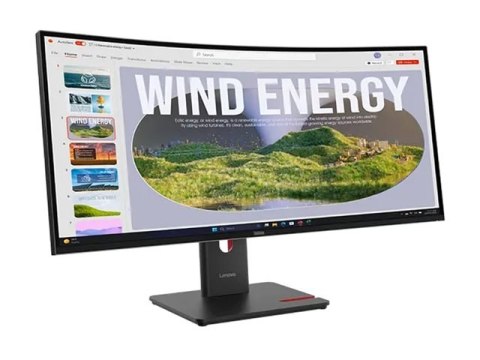 Lenovo ThinkVision T34WD-40 - Monitor LED - zaokrąglony - 34" - 3440 x 1440 UWQHD @ 120 Hz - VA - 300 cd/m² - 3000:1 - HDR10 - 4