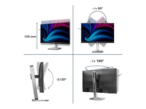 Philips 27B2N4500 - 4000 Series - monitor LED - 27" - 2560 x 1440 QHD @ 120 Hz - IPS - 350 cd/m² - 1500:1 - 4 ms - 2xHDMI, Displ