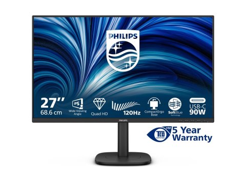 Philips 27B2U3601 - 3000 Series - monitor LED - 27" - 2560 x 1440 QHD @ 120 Hz - IPS - 350 cd/m² - 1500:1 - 4 ms - HDMI, Display