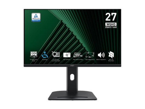 MSI PRO MP275QPG - Monitor LED - 27" - 2560 x 1440 WQHD @ 100 Hz - IPS - 300 cd/m² - 1300:1 - 1 ms - 2xHDMI, DisplayPort - głośn