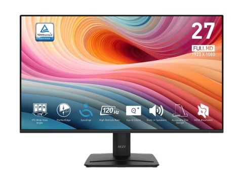 MSI PRO MP275 E2 - Monitor LED - 27" - 1920 x 1080 Full HD @ 120 Hz - IPS - 300 cd/m² - 1500:1 - 1 ms - HDMI, VGA, DisplayPort -
