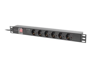 Lanberg - Jednostka dystrybucji zasilania (montowany w stojaku) - 2500 wat - wejście: IEC 60320 C14 - złącza wyjściowe: 6 (Typ F