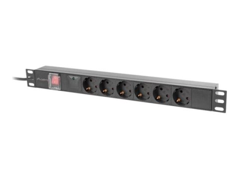 Lanberg - Jednostka dystrybucji zasilania (montowany w stojaku) - 2500 wat - wejście: IEC 60320 C14 - złącza wyjściowe: 6 (Typ F