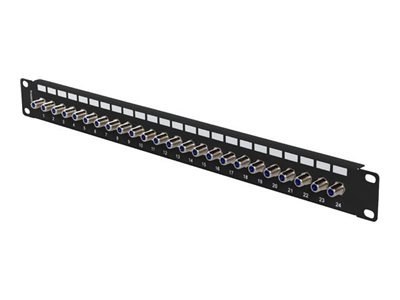 Lanberg - Krosownica - do montażu na stelażu - Ekranowany - złącze F X 24 - RAL 9004, czarny - 1U - 19"