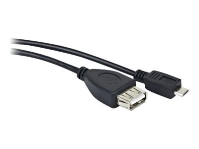 Lanberg - Przejściówka USB - USB (F) do Micro-USB Typ B (M) - USB 2.0 - 15 cm - czarny - OEM