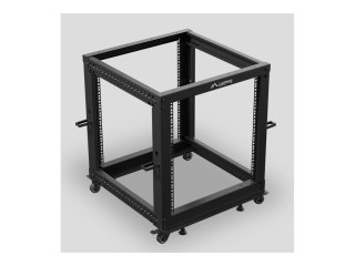 Lanberg - Stojak rama otwarta - 600 x 600 - 1100, regulowany - RAL 9004, czarny - 12U - 19"