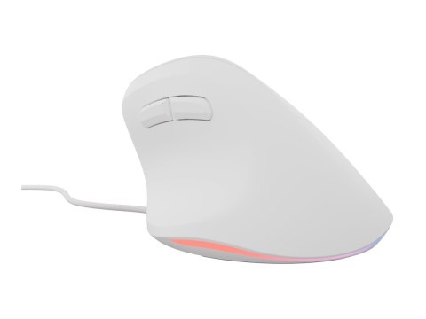 Natec CRAKE 2 PRO - Mysz pionowa - ergonomiczna - optyczna - 6 przyciski - przewodowa - USB - biały