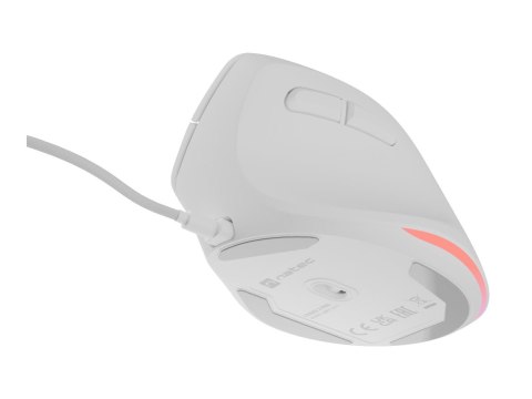 Natec CRAKE 2 PRO - Mysz pionowa - ergonomiczna - optyczna - 6 przyciski - przewodowa - USB - biały