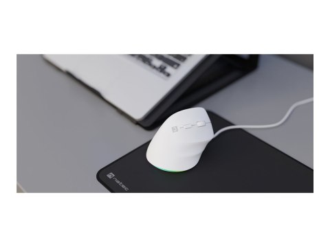 Natec CRAKE 2 PRO - Mysz pionowa - ergonomiczna - optyczna - 6 przyciski - przewodowa - USB - biały