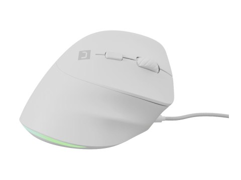 Natec CRAKE 2 PRO - Mysz pionowa - ergonomiczna - optyczna - 6 przyciski - przewodowa - USB - biały