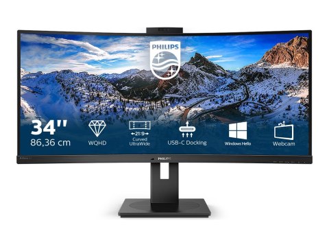 Philips P-line 346P1CRH - Monitor LED - zaokrąglony - 34" - 3440 x 1440 WQHD @ 100 Hz - VA - 500 cd/m² - 3000:1 - DisplayHDR 400
