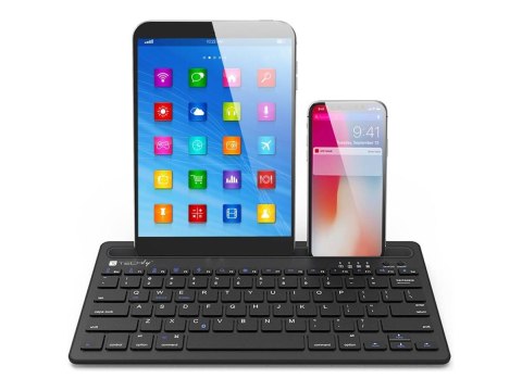 TECHly - Klawiatura - mini - bezprzewodowa - Bluetooth 5.0 - QWERTY - US - czarny