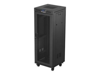 Lanberg FF01 series - Stojak szafa - 600 x 600, pakowane w płaskich paczkach, z drzwiami z siatki, LCD - z wyświetlacz LCD, term