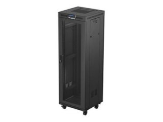 Lanberg FF01 series - Stojak szafa - 600 x 600, pakowane w płaskich paczkach, z drzwiami z siatki, LCD - z wyświetlacz LCD, term