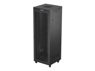 Lanberg FF01 series - Stojak szafa - 800 x 800, pakiet płaski, z drzwiami siatkowymi, LCD - z wyświetlacz LCD, termostat, 4 went