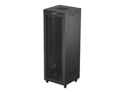 Lanberg FF01 series - Stojak szafa - 800 x 800, pakiet płaski, z drzwiami siatkowymi, LCD - z wyświetlacz LCD, termostat, 4 went