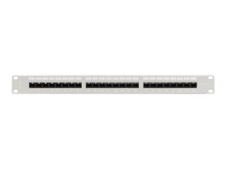 Lanberg - Krosownica - z półką - do montażu na stelażu - CAT 5/5e - UTP - RJ-45 X 24 - RAL7035, szary - 1U - 19"