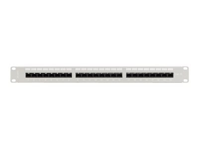Lanberg - Krosownica - z półką - do montażu na stelażu - CAT 5/5e - UTP - RJ-45 X 24 - RAL7035, szary - 1U - 19"