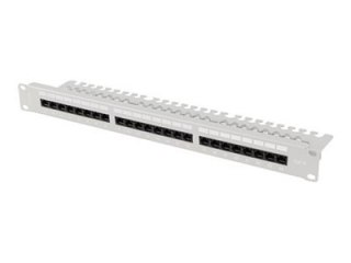 Lanberg - Krosownica - z półką - do montażu na stelażu - CAT 6 - UTP - RJ-45 X 24 - RAL 7035, szary - 1U - 19"