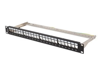Lanberg - Panel krosowniczy (zatyczka) - do montażu na stelażu - RAL 9004, czarny - 1U - 19" - 24 porty