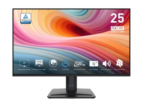 MSI PRO MP251 E2 - Monitor LED - 25" (24.5" widoczny) - 1920 x 1080 Full HD (1080p) @ 120 Hz - IPS - 300 cd/m² - 1500:1 - 1 ms -