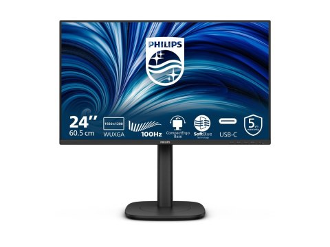 Philips 24B2N3200D - 3000 Series - monitor LED - 24" - 1920 x 1200 WUXGA @ 100 Hz - IPS - 300 cd/m² - 1500:1 - 4 ms - HDMI, VGA,