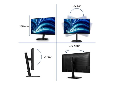 Philips 32B2U3601 - 3000 Series - monitor LED - 32" (31.5" widoczny) - 2560 x 1440 QHD @ 100 Hz - IPS - 1000:1 - HDMI, DisplayPo
