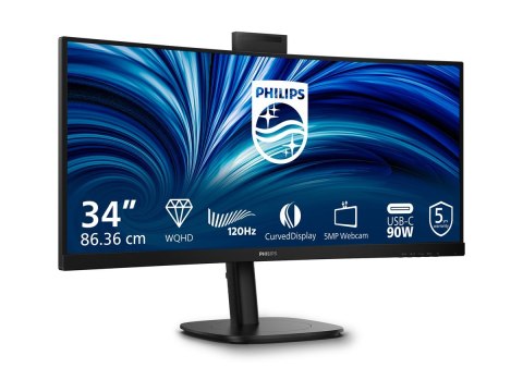 Philips 34B2U3600CH - 3000 Series - monitor LED - zaokrąglony - 34" - 3440 x 1440 WQHD @ 120 Hz - VA - 300 cd/m² - 3500:1 - HDR1