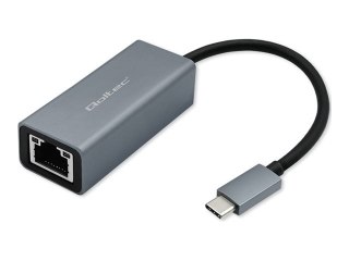 Qoltec - Adapter sieciowy - USB-C 3.1 - Gigabit Ethernet x 1 - szary