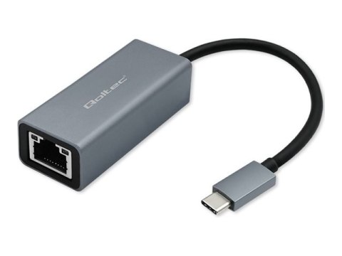 Qoltec - Adapter sieciowy - USB-C 3.1 - Gigabit Ethernet x 1 - szary