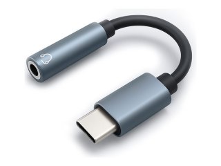 Qoltec - Przejściówka z USB na złącze słuchawkowe - USB-C męski do złącze dźwięku 3,5 mm żeński - 10 cm - szary