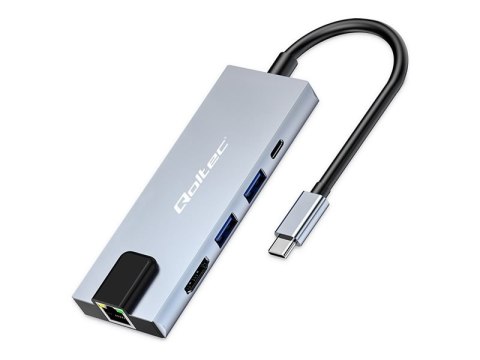 Qoltec - Stacja dokująca - USB-C - HDMI - 100Mb LAN