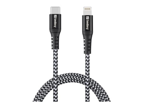 Sandberg Survivor - Kabel Lightning - Lightning męski do USB-C męski - 1 m - szary, czarny - obsługa Zasilania