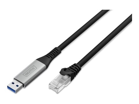 DIGITUS - Kabel sieciowy - USB Typ A (M) do RJ-45 (M) - 6.2 mm - S/FTP - dupleks - CAT 6a - USB 3.2 Gen 1 - bezhalogenowe, wspar