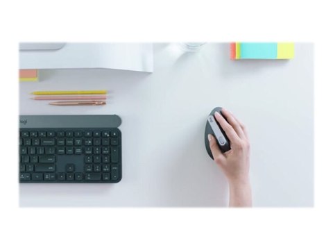 Logitech MX Vertical - Mysz pionowa - ergonomiczna - optyczna - 6 przyciski - bezprzewodowa, przewodowa - Bluetooth, 2.4 GHz - o