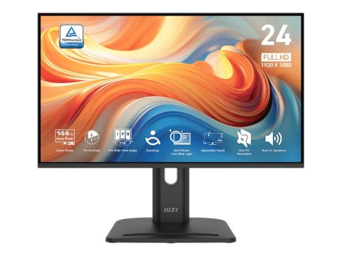 MSI PRO MP245PG E14 - Monitor LED - gaming - 24" (23.8" widoczny) - 1920 x 1080 Full HD (1080p) @ 144 Hz - IPS - 300 cd/m² - 150