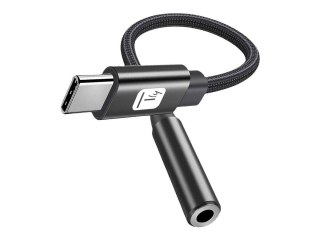 TECHly - Przejściówka z USB na złącze słuchawkowe - USB-C męski do złącze dźwięku 3,5 mm żeński - 11 m - czarny - DAC chip