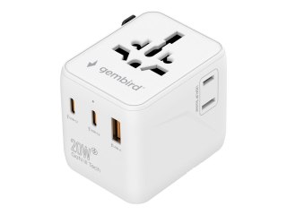 Gembird - Przejściówka złącza zasilania z przejściówką ładowania USB - Typ A, Typ C, Typ G, Typ I (P) do USB-C, USB, Typ A, Typ 
