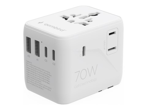 Gembird - Przejściówka złącza zasilania z przejściówką ładowania USB - Typ A, Typ C, Typ G, Typ I (P) do USB, USB-C, Typ A, Typ 