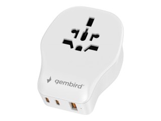 Gembird - Przejściówka złącza zasilania z przejściówką ładowania USB - Typ B, Typ F, Typ G, Typ I (P) do USB-C, USB, Typ A, Typ 
