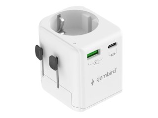 Gembird - Przejściówka złącza zasilania z przejściówką ładowania USB - Typ B, Typ G, Typ I (P) do USB-C, USB, Typ F (R) - AC 100