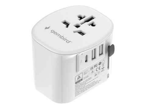 Gembird - Przejściówka złącza zasilania z przejściówką ładowania USB - Typ B, Typ G, Typ I, Typ F, Typ E (P) do Typ A, Typ B, Ty