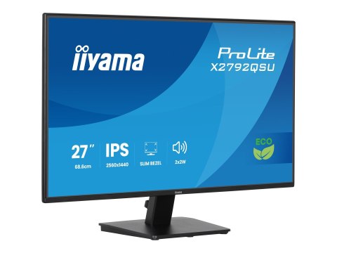 Iiyama ProLite X2792QSU-B1 - Monitor LED - 27" - 2560 x 1440 WQHD @ 70 Hz - IPS - 350 cd/m² - 1000:1 - 5 ms - HDMI, DVI, Display