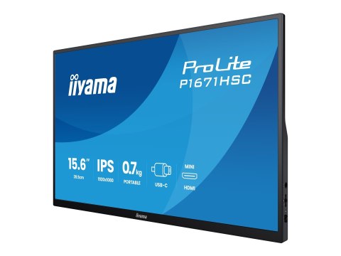 Iiyama ProLite P1671HSC-B1 - Monitor LED - 15.6" - obudowa otwarta - 1920 x 1080 Full HD (1080p) @ 60 Hz - IPS - 250 cd/m² - 100