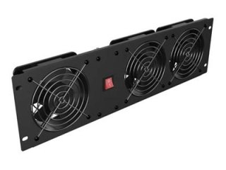 Lanberg - Panel wentylatora w szafie typu rack (pion) - z trzema wentylatorami - AC 230 V - RAL 9004, czarny - 3U - 19"