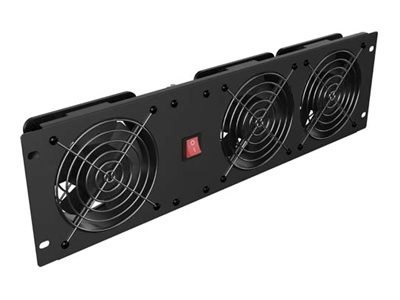 Lanberg - Panel wentylatora w szafie typu rack (pion) - z trzema wentylatorami - AC 230 V - RAL 9004, czarny - 3U - 19"