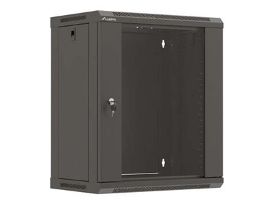 Lanberg WF03 Series - Szafa - 540 x 350, płaskie opakowanie, z drzwiami szklanymi - do montażu na ścianie - czarny, RAL 9004 - 1
